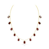 Rectangular Garnet Drop Necklace, 18K