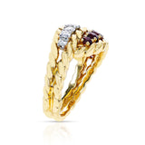 Van Cleef & Arpels Two Row Ruby and Diamond Twisted Rope-Style Gold, 18K