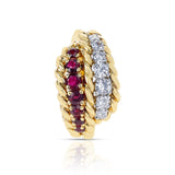 Van Cleef & Arpels Two Row Ruby and Diamond Twisted Rope-Style Gold, 18K