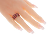 Oval Ruby Cabochon Triple Band, 18K Yellow Gold