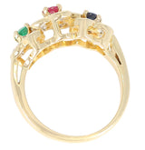 Van Cleef and Arpels Tri-Floral Emerald, Ruby, Sapphire and Diamond Ring, 18K