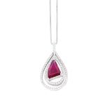 Certified 2.03 carat No Heat Vivid Red Mozambique Ruby and Diamond Pendant, Platinum