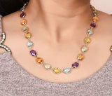 Citrine, Purple and Green Amethyst, Blue and Lemon Topaz, 18k