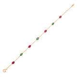 Oval Genuine Ruby and Emerald 18k Yellow Gold Bracelet