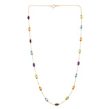 Amethyst, Citrine, Blue Topaz, Peridot Multi-Stone Necklace, 18 Karat Gold