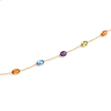 Amethyst, Citrine, Blue Topaz, Peridot Multi-Stone Necklace, 18 Karat Gold