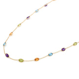 Amethyst, Citrine, Blue Topaz, Peridot Multi-Stone Necklace, 18 Karat Gold