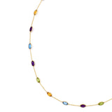 Amethyst, Citrine, Blue Topaz, Peridot Multi-Stone Necklace, 18 Karat Gold