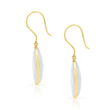 White Rainbow Moonstone Earrings, 18K Yellow Gold