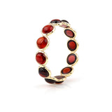 Garnet Round Cabochon Band, Yellow Gold