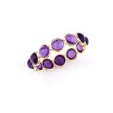 Purple Amethyst Round Cabochon Band, Yellow Gold