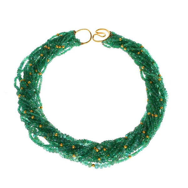 Emerald and Gold Beads Necklace