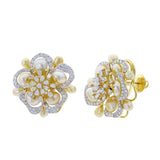 Fine Floral Pearl and Diamond Earrings, 18K Yellow Gold