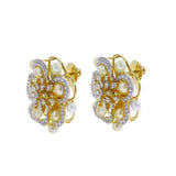 Fine Floral Pearl and Diamond Earrings, 18K Yellow Gold