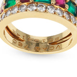 Paris, France Van Cleef & Arpels Emerald and Round Ruby and Diamond Band Ring 18K Yellow