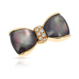 Van Cleef & Arpels Labradorite and Diamonds Bow Pin and Brooch, 18K Yellow