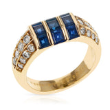 Van Cleef & Arpels Invisibly-Set Nine Sapphire and Diamonds Ring, 18K Yellow