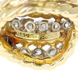 French Van Cleef & Arpels Two Row Diamonds and Twisted Rope Gold Ring, 18k