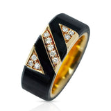 Van Cleef & Arpels Onyx and Diamond Band Ring, 18k Yellow Gold