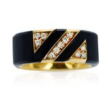 Van Cleef & Arpels Onyx and Diamond Band Ring, 18k Yellow Gold