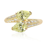 Toi Et Moi Yellow Diamond Double Pear-Shape Ring with White Round Diamonds, 18k