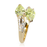 Toi Et Moi Yellow Diamond Double Pear-Shape Ring with White Round Diamonds, 18k