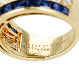 France Van Cleef & Arpels Three Row Diamond Ring with Invisibly Set Sapphires