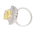 GIA Certified 8.18 ct. No Heat Ceylon Yellow Sapphire Cocktail Ring with Diamonds, Platinum