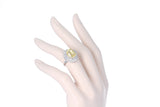 GIA Certified 8.18 ct. No Heat Ceylon Yellow Sapphire Cocktail Ring with Diamonds, Platinum