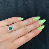 Genuine Emerald Cabochon Ring in Sterling Silver