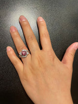 AGL Certified 2.17 ct. Natural Imperial Pink Topaz Ring with Diamonds, Platinum