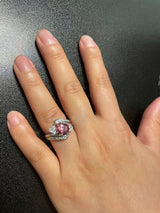 AGL Certified 2.17 ct. Natural Imperial Pink Topaz Ring with Diamonds, Platinum