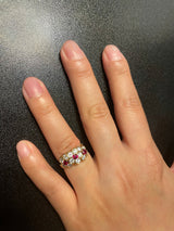 Van Cleef & Arpels Tri-Floral Ruby and Diamond Ring, 18k Yellow Gold