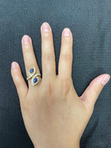 Van Cleef & Arpels French Double Pear Shape Sapphire and Diamond Cocktail Ring