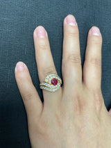Van Cleef & Arpels 0.95 ct. Round Center Ruby and 2.10 ct. Diamond Cocktail Ring