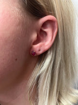 Blue Sapphire Oval Cabochon Stud Earrings Made in 14 Karat White Gold