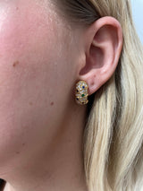 Diamond, Ruby, Emerald, Sapphire Cocktail Clip-on Earrings, 18 Karat Yellow Gold