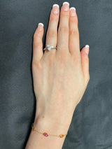 Oval Genuine Multi-Sapphire 18k Yellow Gold Adjustable Bracelet