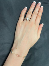 Mixed-Shape Genuine Morganite and Aquamarine 18k Adjustable Bracelet