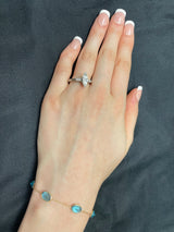 Oval Genuine Blue Topaz 18k Yellow Gold Adjustable Bracelet