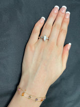 Oval Genuine Multi-Sapphire Double Line 18k Yellow Gold Adjustable Bracelet