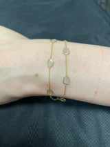 Genuine Diamond Slices Double-Line 18k Yellow Gold Adjustable Bracelet