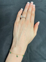 Pear-Shape Genuine Emerald 18k Yellow Gold Adjustable Bracelet