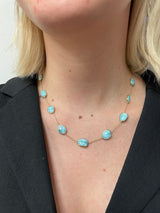 Mixed-Cut Genuine Larimar 18k Yellow Gold Necklace