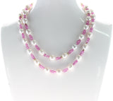 South Sea Pearl, Pink Sapphire, and Diamond & Gold Roundels Beads Necklace