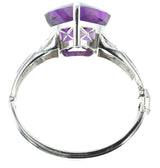 Exceptional Pentagonal Amethyst with Rubies and Diamonds, Cuff Bracelet, Palladium