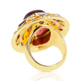 Pink Tourmaline Cabochon Cocktail Ring with Diamonds by Elizabeth Gage