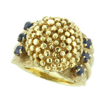 18K Yellow Gold Cluster and Sapphire Ring