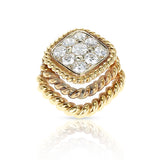 French Van Cleef & Arpels Diamond and Twisted Gold Pendant, 18 Karat Yellow Gold