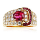 Van Cleef & Arpels Oval Ruby and Diamond Ring with Invisibly Set Rubies, 18k